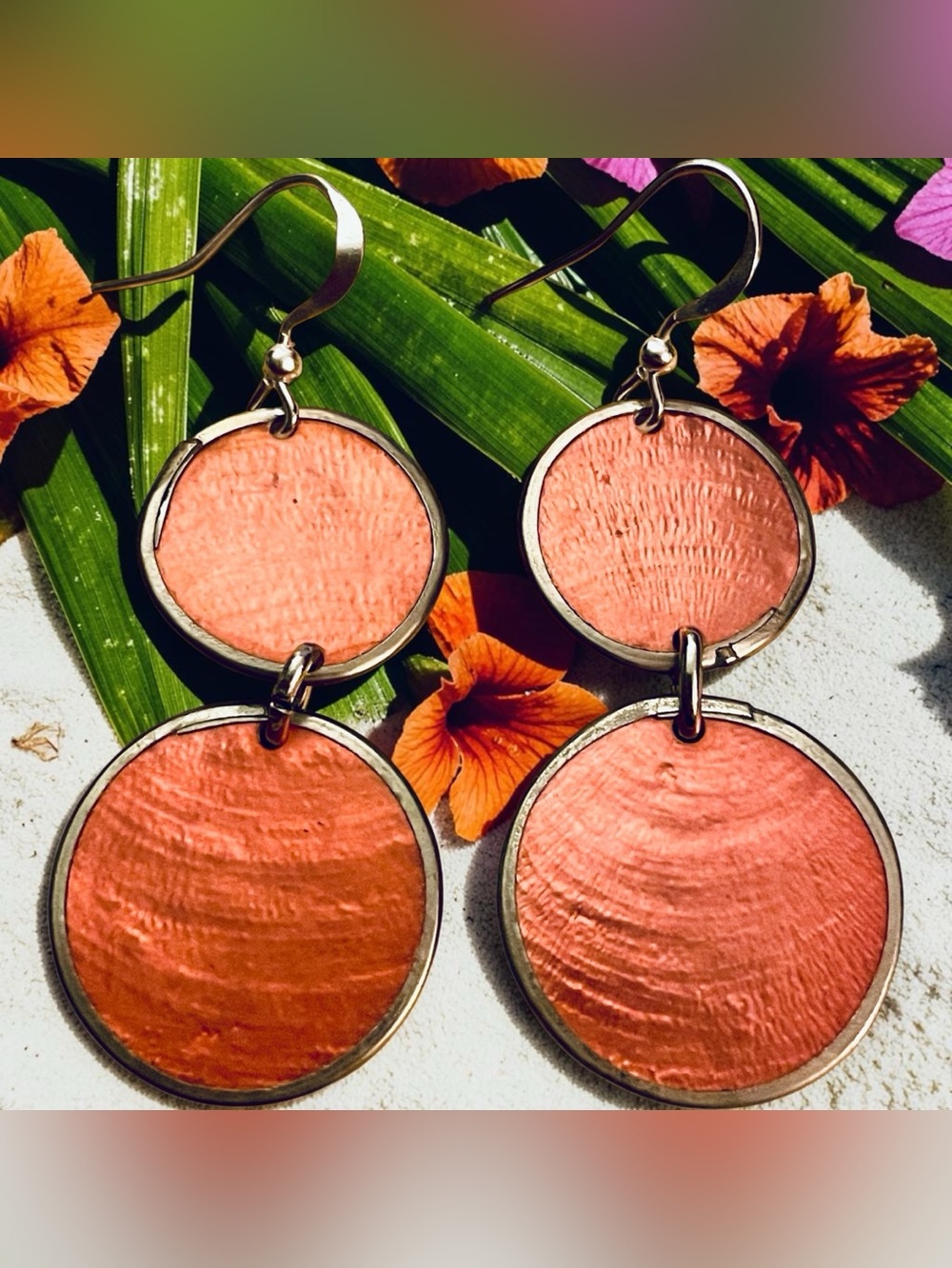 Capiz Shell Earrings by Culture Mix - Apricot Orange